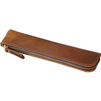 Portable Genuine Cowhide Pencil Case Retro Leather Pen Bag Storage Pouch for Pens Stationery Holder School Office Supplies