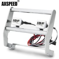 AXSPEED Stainless Steel Anti Collision Front Bumper with LED Light for TRX-4 TRX4 Early Bronco 1/10 RC Crawler Car Parts