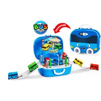 Koreanischer Anime Tayo der Kleine Bus Parkplatz Garage Stadtbusbahnhof Tasche Box Modell mit 2 Mini-Tayo-Autos Kindergeburtstagsgeschenk