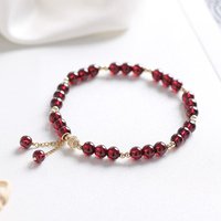 Ruifan 14k Gold Plated Natural Garnet Crystal Stone Beaded Strand Thin Bracelets for Women Girls Fine Jewelry Official-website