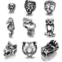 Stainless Steel Animal Wolf Viking Warrior Helmet Beads 2mm Hole Charms for Beaded Bracelet Accessories DIY Jewelry Making