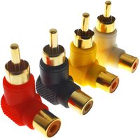 4PCS RCA Plating Gold 90 Degree Elbow RCA Right Angle Connector Plug Adapters Male To Female Audio