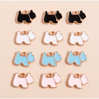Leslie 10pcs Mini Enamel Cute Cartoon Dog Charms for Earring Necklace Bracelet Pendant Handmade DIY Jewelry Making Accessories