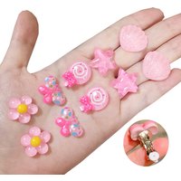 clip on earing girls children Pink jewelry child clip earrings Butterfly Shell Star flower ear clip for kids gift 5 Pairs