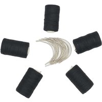 Thread needle kit 25 pcs C curved needle with gift 5 rolls BLACK Hair Weaving Thread Cotton Sewing Thread