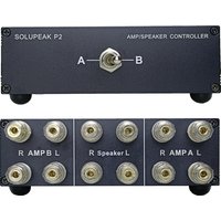 SOLUPEAK Commutateur Sélecteur Audio Stéréo 2 Voies pour Amplificateur et Haut-parleur, Boîtier Répartiteur 2 EN 1 SORTIE, Comparez 2 Amplis ou Haut-parleurs P2