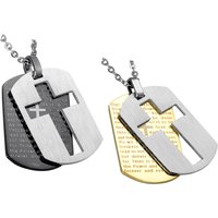 Stainless Steel Cross Necklaces Pendants Christian Jewelry Bible Lords Prayer Dog Tags Gold Color Christmas Gift For Men