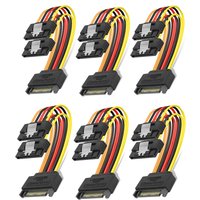 Câble d'extension d'alimentation SATA, paquet de 6, adaptateur de câble d'extension SATA mâle à femelle 15 broches pour disque dur, disque dur, SSD, PCIE