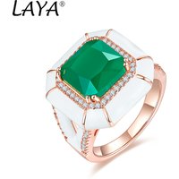 925 Sterling Silver Fashion High Quality Zircon Created Crystal Glass White Enamel Ring For Women's Wedding Jewelry Gift