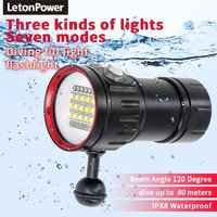 NEW LED Diving Light Highlight Torch 20000Lumens Tactical Diving Flashlight Underwater 100M Waterproof Video Camera Light