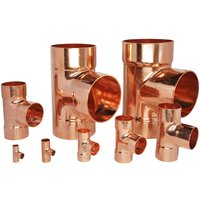 Pure Copper End Feed Euqal Tee 3 Ways Pipe Adapter Air Conditioner Refrigeration Water Heater