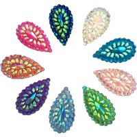 Shiny AB Resin 16*30mm Drop Flatback Crystal Rhinestone Scrapbook DIY Wedding 2 Hole Appliques Ornaments SD33*2