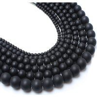 Natural Matte black Agates Onyx Stone Beads Round Loose Spacer Beads For Jewelry Making 15"Strand 4 6 8 10 12mm DIY Bracelets