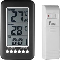 Digital Thermometer With Clock Function Outdoor Indoor LCD Wireless Temperature Meter Electronic Thermometer Weather Station