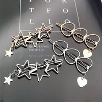 Fashion New Girl Love Five-pointed Star Alloy Clip Bangs Clip Adult Simple Hollow Hairpin Clip Child Woman Hair Accessories