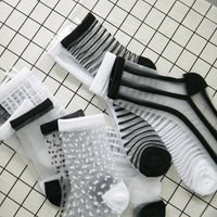 Sexy Lace Mesh Transparent Women Socks Summer Fashion Crystal Silk Tide Socks Lady Black White Fishnet Socks Quality Cool Sox