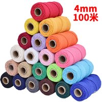 Handgefertigte Boho-Dekoration, 4 mm, 100 % bunte Baumwollschnur, Seilfaden, gedrehte Makramee-Schnur, DIY, Zuhause, Hochzeit, Dekoration, Versorgung, 110 Yards
