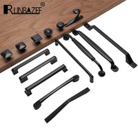 Poignées d'armoire noires mates de Style américain, en alliage d'aluminium solide, pour placard de cuisine, boutons de tiroir, quincaillerie de meubles