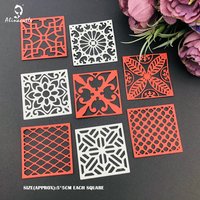 Alinacutle Metal Cutting Dies Cut 8pc Square Ceramic Tile Set Scrapbooking Paper Craft Handmade Album Card Punch Art Knife