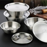 18-32cm 304 Stainless Steel Salad Bowls Set With Lid Durable Kitchen Baking Prep Mixing Cooking Bowl Food Vegetable Soup Pot