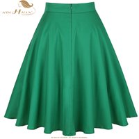 SISHION Dropshipping Green Summer Skirt VD0020 Swing skater skirts 50s 60s Retro Vintage High Waist Cotton Women Skirt