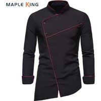 Chemise à manches longues irrégulière pour hommes, bouton oblique document solide, vêtements d'affaires, social, bureau, travail, vêtements pour hommes, chemise zones me