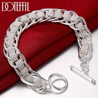 DOTEFFIL 925 Sterling Silver 18K Gold Lady Bracelet Many Circle Charm Bracelets Jewelry for Women Men Wholesale Wedding Gift