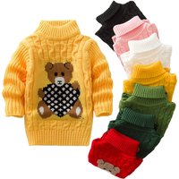 1-8 Jahre warmer süßer Winter-Pullover für Jungen und Mädchen, Cartoon-Bär, gestrickt, Rollkragenpullover mit Boden, 2021, Kinder-Geburtstagsgeschenk-Pullover