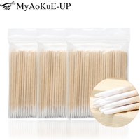 300pcs Disposable Ultra-small Cotton Swab Lint Free Micro Brushes Wood Cotton Buds Swabs Eyelash Extension Glue Removing Tools