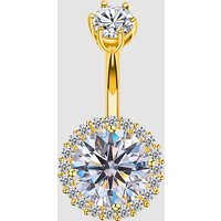 925 Sterling Silver Golden Round Shape Zircon New Fashion Piercing Navel Nail Body Jewelry Belly Button Rings For Women Gift