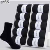 HSS 5/10 Pairs Men's Cotton Blend Socks Black Business Men Socks Soft Breathable Summer Winter for Male Socks Plus Size (6.5-14)
