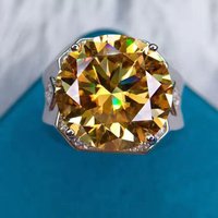 New Domineering Men's Moissan Diamond Ring Lucky Yellow Noble Yellow Diamond Hearts & Arrows Cut 10 Carat Jewelry Accessories
