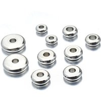 Aiovlo 50pcs/lot 4 5 6 8 10mm Stainless Steel Flat Round Bead Loose Spacer Beads for DIY Jewelry Making Accessories Wholesale