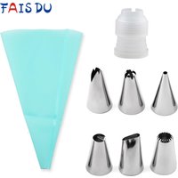 FAIS DU Silikon Spritzbeutel Küche DIY Icing Piping Creme Wiederverwendbare Spritzbeutel Edelstahl Düsensets Kuchendekorationswerkzeuge