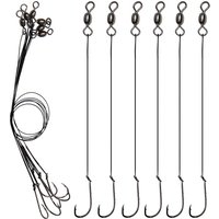 18Pcs Steel Wire Fishing Leader line with hooks 2#-2/0 Anti-bite Fishing Leader Baitholder Jig hook Pike Bass Leading Fishing