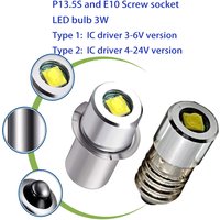 P13.5S P13 5S E10 3W 3V 4.5V 6V 18V LED Lamp Bulb Flashlight Replacement Bulb Torch Emergency Light Bulbs Work CD Cells