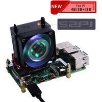 Black ICE-Tower CPU Cooling Fan Super heat dissipation 7 Colours Light Bracket 5-layer Case Shell for Raspberry Pi 4B / 3B+