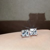 Princess cut Lab Diamond Stud Earring Real 925 sterling silver Jewelry Engagement Wedding Earrings for Women Bridal Party Gift