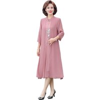 Fake Two-piece Dress Female Summer New Vintage Wedding Party Mother Dress Floral Printing Improved Cheongsam Dress Vestidos