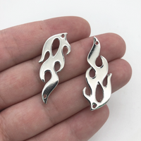 4pcs Silver Plated Flame Charm 39x15mm Tibetan Silver Plated Pendants Antique Jewelry Making DIY Handmade Craft