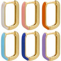 ZHUKOU NEW Enamel Geometric Rectangle hoop Earrings gold color small hoop earrings for women Fashion jewelry wholesale VE427