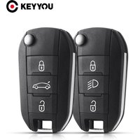 KEYYOU Remote Car key Flip HU83 VA2 For Peugeot 508 208 2008 308 3008 5008 Citroen C3 C4 C4L Elysee 3 Buttons Car Key Shell