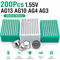 200PCS 1.55V AG13 AG10AG4 AG3 Button Battery LR1130 LR41 377 LR626 Alkaline Battery Pila Cell Coin Watch Toys Remote Battery