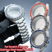 For Swatch x Omega Modified Stainless Steel Watch Case Moonswatch Metal Watch Mod Kit 20mm Waterproof Bracelet Watch Strap M