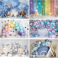 Girl Boy 1st Birthday Photography Background Pink Floral Balloon Baby Cake Smash Party Decoration Backdrop Photo Studio Props
