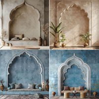 Mehofond Photography Background Blue Beige Indian Persian Arch Wall Wedding Maternity Art Portrait Decor Backdrop Photo Studio