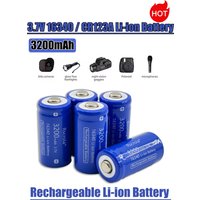 Rscrola 16340 CR123A Li-ion Rechargeable Battery 3.7V 3200mAh and For LED Flashlight Laser Pen For 16340 CR123A Battery