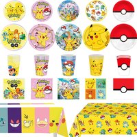 Pokemon Birthday Party Supplies Paper Plates Cups Napkins Tablecloths Gift Bag Fillers Guest Favors Pikachu Party Baby Shower