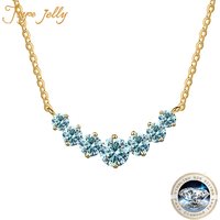 JoyceJelly All D VVS1 Moissanite Necklace For Women GRA Certified 18k Yellow Gold Plated 925 Sterling Sliver Wedding Fine Jewely