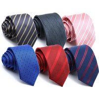 Men's 7cm Stripe Necktie Red Navy Blue Green Colorful Twill Dot Easy Matching Ties Daily Party Business Wedding Accessories Gift